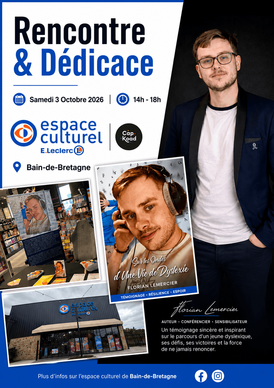 Affiche Rencontre & Dédicace — Florian Lemercier à Bain-de-Bretagne