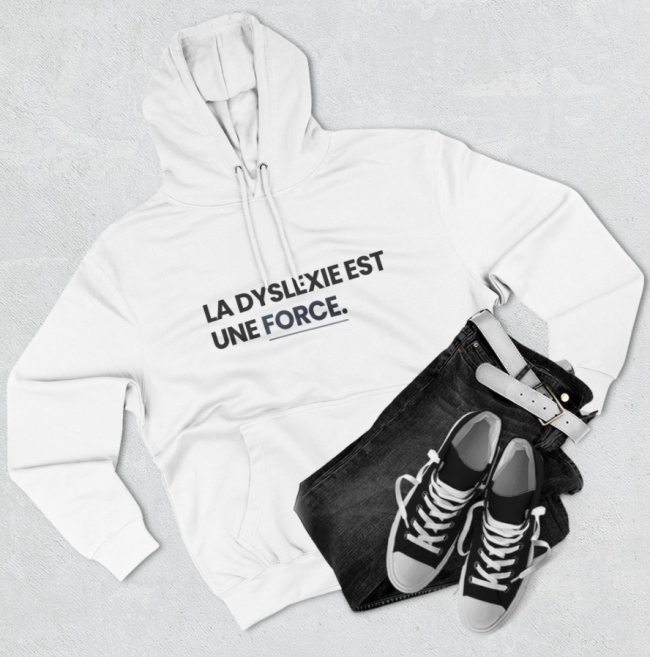 Sweat à capuche “La Dyslexie est une force.” — Un message puissant, un style sobre