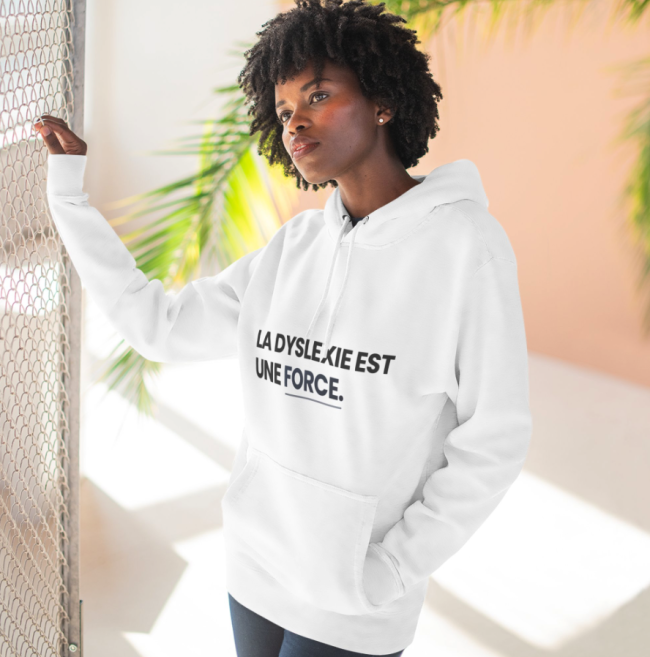 Sweat à capuche “La Dyslexie est une force.” — Un message puissant, un style sobre